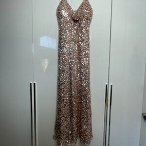 Taylor Sequin Showstopper Spaghetti Strap Gown - Size 4